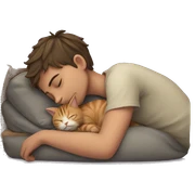 sleeping boy with cat sticker