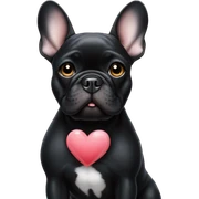 Black French bulldog with heart  sticker