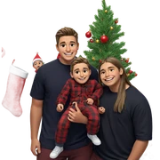 boys smiling with christmas tree sticker