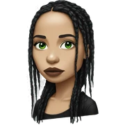 Zoë Kravitz, portrait, goth, dread, white skintone, green eyes sticker