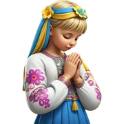 praying girl with flower ornament sticker