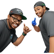 smiling boys indoors with hats sticker