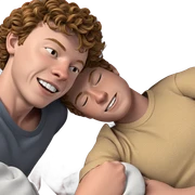 sleeping boys with smiles sticker