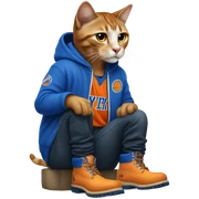 cat in timbs, New York knicks jersey sticker