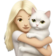 Blonde girl snuggling white Persian cat sticker