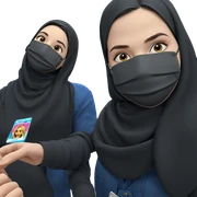 masked girl with id card sticker