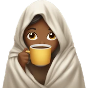 girl inside a blanket sipping coffee eyes closed sticker