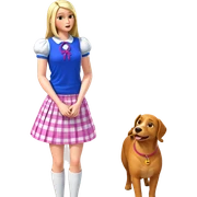 girl with dog in skirt sticker
