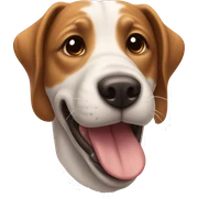 Smiling dog has brown ears sticking out tongue sticker