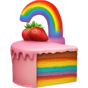 cake with rainbow and stawberry sticker