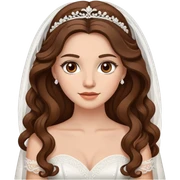 bride with brown long wavy hair, brown eyes sticker