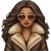 Long hair blowing in wind, sunglasses, fashion, diva black woman, mink fur coat sticker