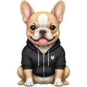 French bull dog wearing a black hoodie sticker