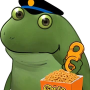 Cheeto next to cheerio sticker