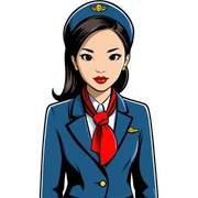 Flight attendant Asian red lips scarf sticker