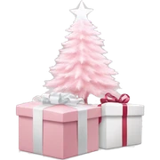 Light pink Christmas gifts under a white Christmas tree  sticker