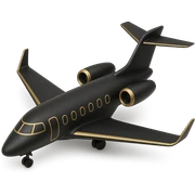 a luxury jet in 3D black style sticker