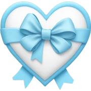 A white heart with a baby blue bow on the left top side of the heart sticker