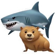 shark and capybara sticker