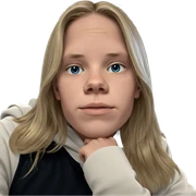 blonde boy indoors looking serious sticker
