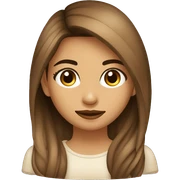 Chica con el pelo largo y castaño oscuro ojos marrones y top beige sticker