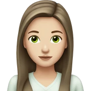 white girl with straight brown hair and green eyes sticker