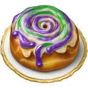 Realistic cinnamon roll king cake with gold, green and purple icing  sticker