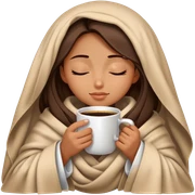 girl inside a blanket sipping coffee eyes closed sticker