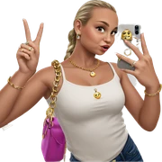 girl taking selfie with jewelry sticker