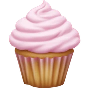 light pink cupcake with icing sugar sticker