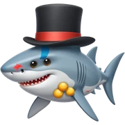 Shark with a top hat sticker