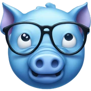 Blue pig with glassed sticker