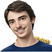 smiling boy in blue shirt sticker
