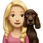 Women with blonde hair with a dark drown cocker spaniel  sticker
