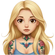 girl with long blonde hair and tattoos sticker