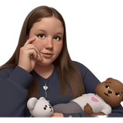 girl with teddy bear cuddle sticker