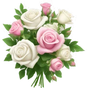 flower bouquet roses white and pink with greenery sticker