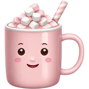 Light Pink mug of hot chocolate with marshmallows  sticker