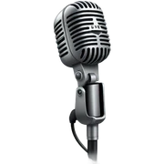 microphone with the word “LIVE” sticker
