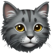 Stripped fluffy dark gray cat sticker