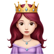 Beautiful long burgundy haired girl wearing a princess crown sticker
