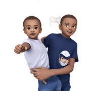 two boys in denim pointing sticker