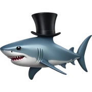 Shark with a top hat sticker