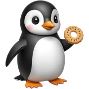 penguin eating penguin biscuits sticker