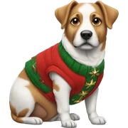 dog wearing a christmas vest sticker