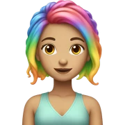 Caucasian Girl with rainbow hair sticker