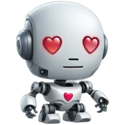 robot holding a heart sticker
