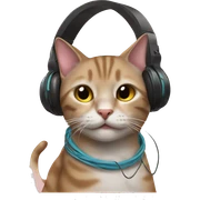 Cat in headphones sticker
