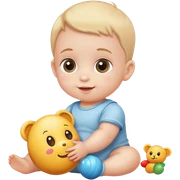 friendly and fun baby crawling with a toy nearby sticker