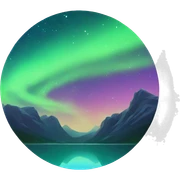 night sky with aurora reflections sticker